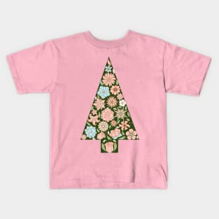 Pastel Flowers Christmas Trees Kids T-Shirt